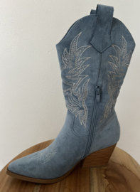 Western Boots Denim Blauw