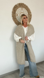 Gebreid Lang Gilet Taupe