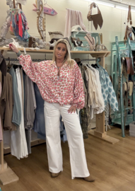 Blouse Neon Leopard Fuchsia/Taupe