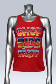 NEW! Women -  Red Tanktop Colorful Chop, Ride & Party