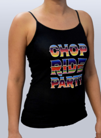 Women -  Colorful Spaghetti Tanktop Chop, Ride & Party