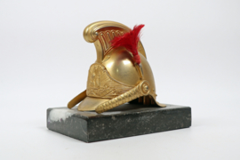 Franse Miniatuur Helm op Marmeren Voet