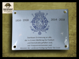 1914 - 1918 / 2014 - 2018  Herinneringsbord Emaille