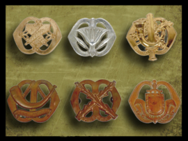 6 Oude Nederlandse Baret Emblemen Oogjes Defect.