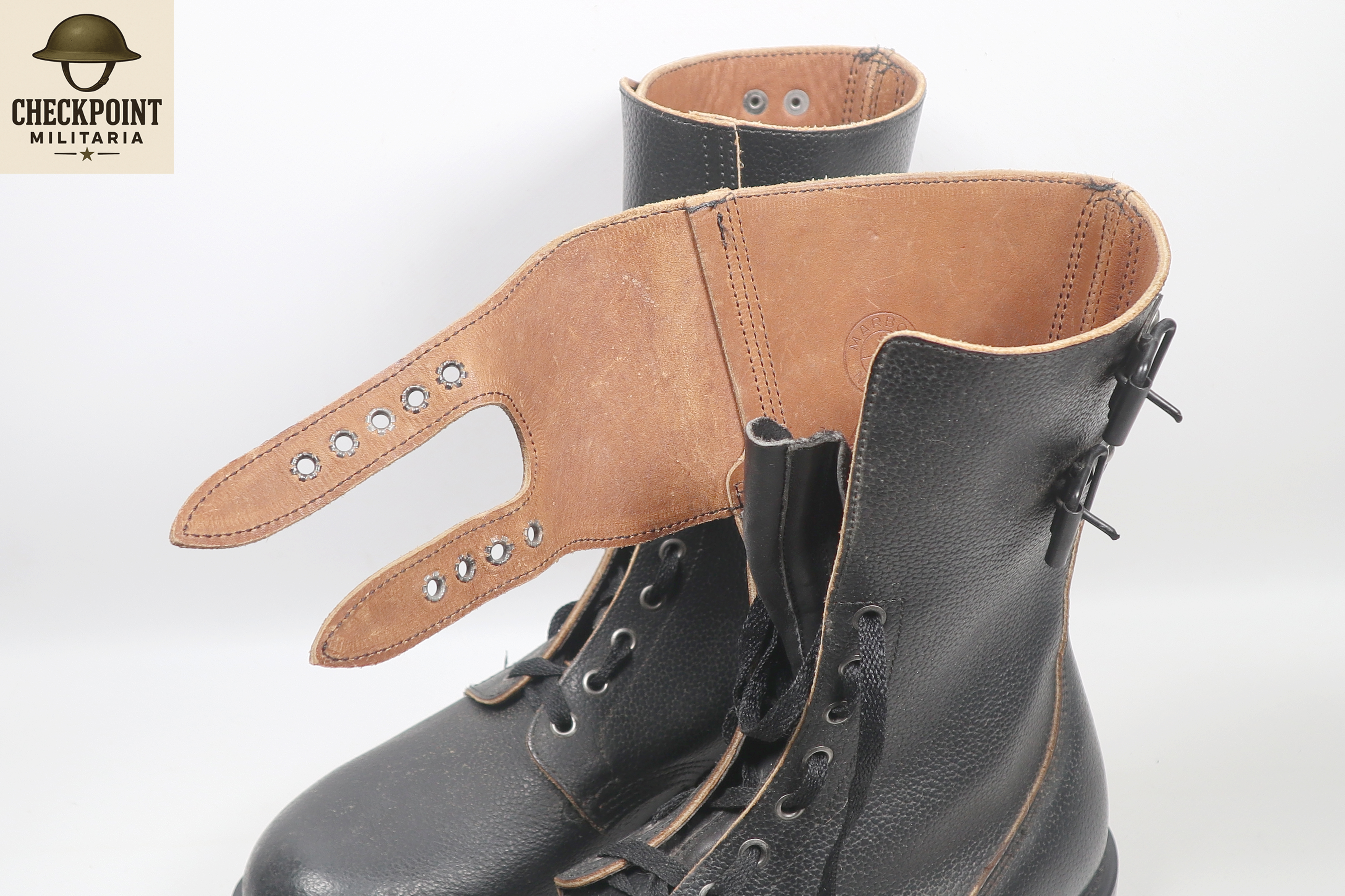 Bottes de combat en cuir à double boucle de style ranger/parachutiste français