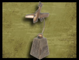 Duitse Bronzen Stuka op Marmeren Voet