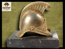 Franse Miniatuur Helm op Marmeren Voet