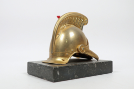 Franse Miniatuur Helm op Marmeren Voet