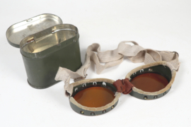 British W.W.II Dust Goggles In Metal Can