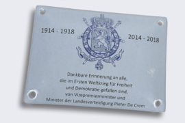 1914 - 1918 / 2014 - 2018 Plaque du Souvenir Émail