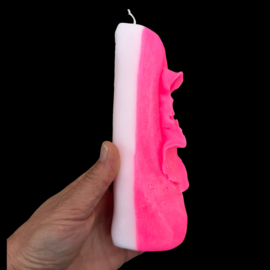 Handmade Candle Neon Pink & White