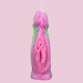 Human Being Candle Pink & Neon Green