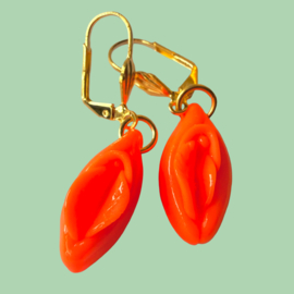 Pussy Earrings Neon Orange