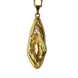 Pussy Pendant gold- plated with Pearl