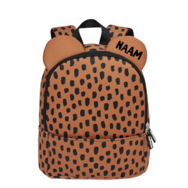 Backpack Bear Caramel Brush Dots Personalised