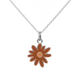 Necklace Silver Enamel Flower