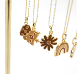 Necklace Gold Enamel Flower