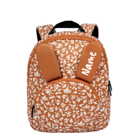 Backpack Bunny Caramel Flowers Personalised