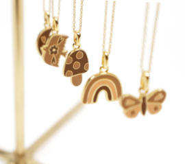 Necklace Gold Enamel Mushroom