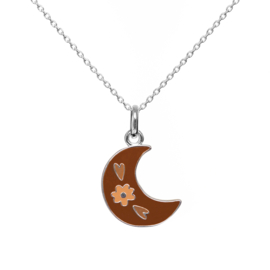 Necklace Silver Enamel Moon