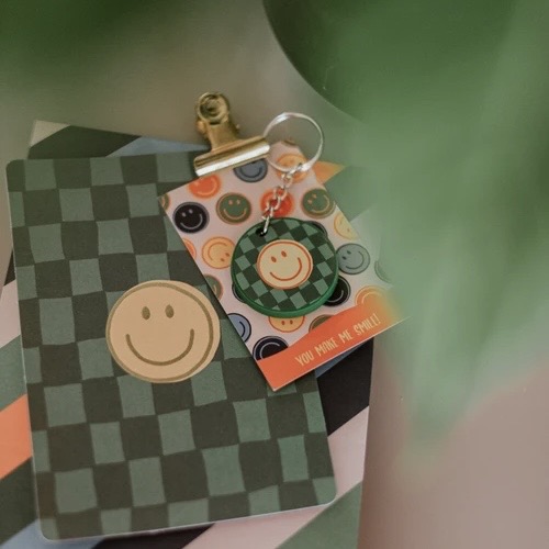 Sleutelhanger - Smiley - Groen