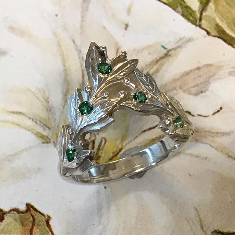 Zilveren ring Laura met rainforest topaas