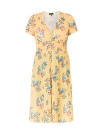 Ivy Bella gele jurk met overslag look en bloemen print
