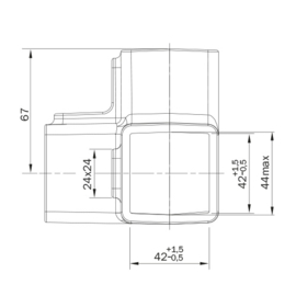 hoekstuk dicht vierkant 40 mm