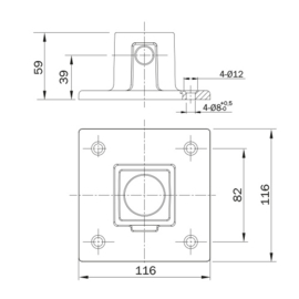 voetplaat vierkant 40 mm