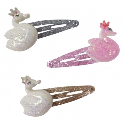 Haarspeltje Zwaantjes glitter 3,5 cm