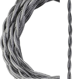 Bailey textielsnoer gedraaid 2 x 0,75 mm² 3 meter kleur metallic zilver
