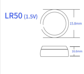GBO Alkaline knoopcel V1PX - LR50 1.5 Volt 550 mAh niet oplaadbaar!
