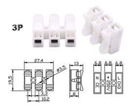 GBO Kunststof klemkroonsteen 0.5 - 2.5 mm² 3 delig 230 Volt