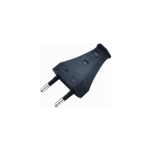 Eurostekker knijp stekker Klasse II kleur zwart 2.5 Ampère 250 Volt  per 10 Stuks