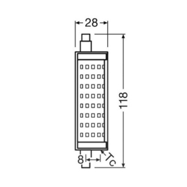 Osram LED buislamp R7s ø 28 x 118 mm 15 Watt  827 2700K dimbaar