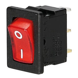 GBO inbouw wipschakelaar 1 polig zwart + controle rood