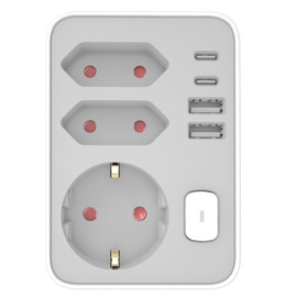 GBO  verloopstekker Technik 2 x eurostekker, 1 x randaarde , 2 x USB-A en 2 x USB-C