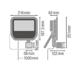 Osram LED sensor bouwlamp 50 Watt 4000K 5500 Lumen IP65 zwart