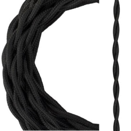 Bailey textielsnoer gedraaid 2 x 0,75 mm² 3 meter kleur zwart