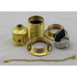 GBO fitting  E27 messing buitendraad + 2 x ring met trekschakelaar M10 x 1