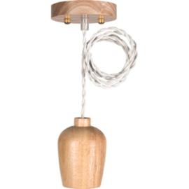 Bailey snoerpendel beige E27 fitting hout incl plafondkap