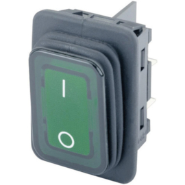 GBO inbouw wipschakelaar 2 polig zwart + controle groen & 0-1 IP65