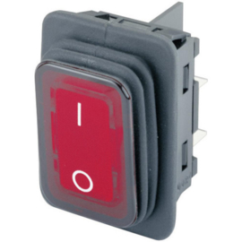 GBO inbouw wipschakelaar 2 polig zwart + controle rood & 0-1 IP65