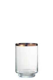 Windlicht J-Line rond glas koper/transparant