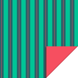 Cadeaupapier dubbelzijdig - Kerst - Streep groen/rood - 3 meter per rol
