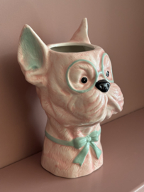 Vaas hond, roze/mint groen