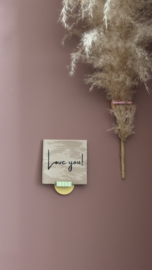 Keramisch tegeltje ‘love you’ – beige met zwarte opdruk – 10x10 cm