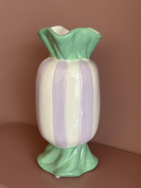 Vaas toffee, mint groen/wit/lila