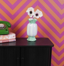 Vaas toffee, mint groen/wit/lila