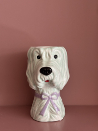 Vaas hond, mint groen/lila